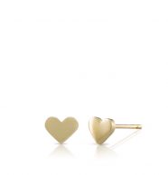 עגילי זהב צמודים בצורת לב