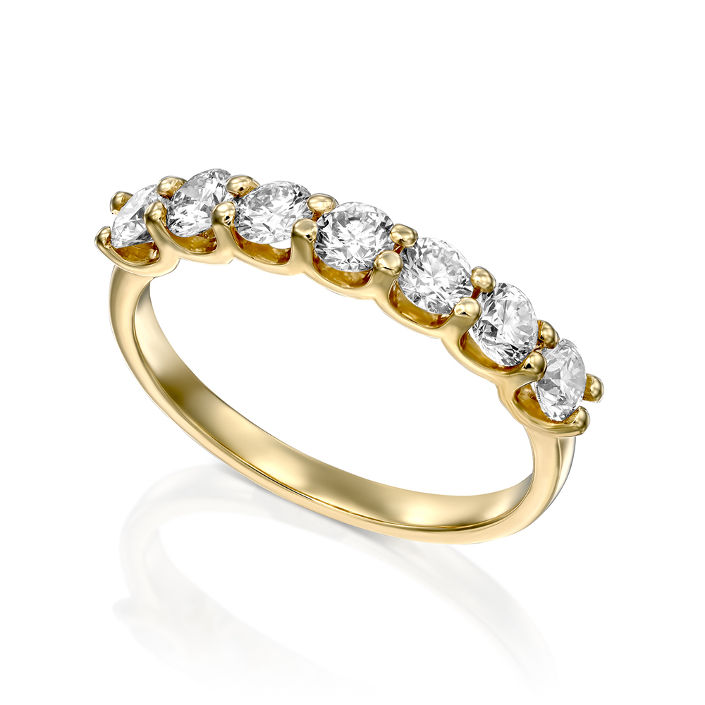 טבעת זהב עם 7 יהלומים במשקל 15 נקודות ליהלום